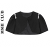 MSHI CLUB2022夏季新品女装黑色薄款小罩衫坎肩外搭上衣西装外套