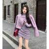 紫色高级感外套女装加厚冬季新款短款小香风chic名媛气质长袖上衣